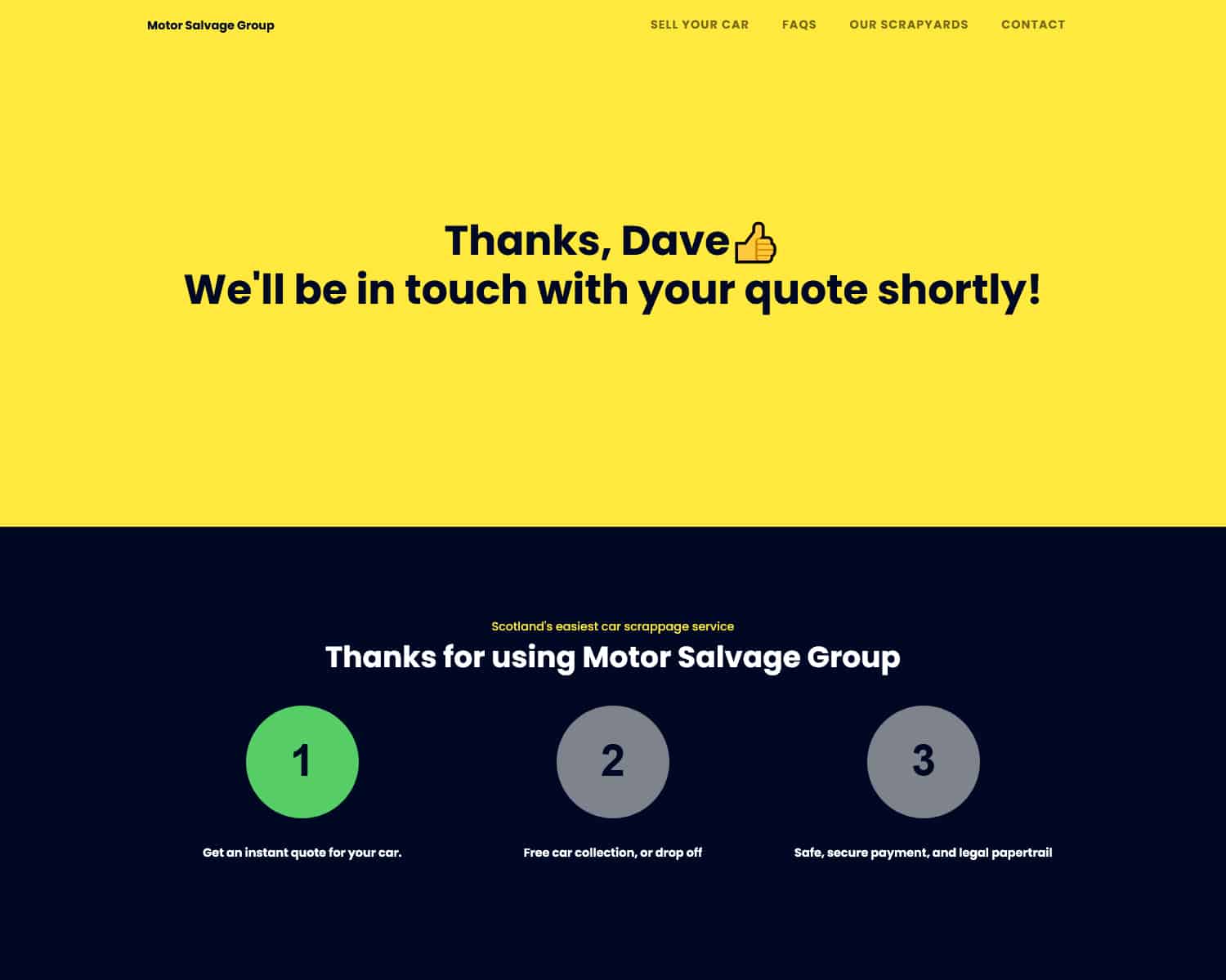 project motor salvage web design contact